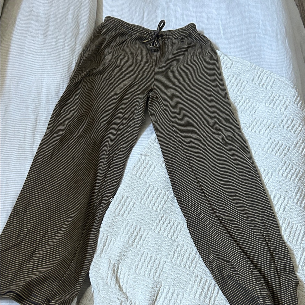 Striped Drawstring Lounge Pants - Brown/Black